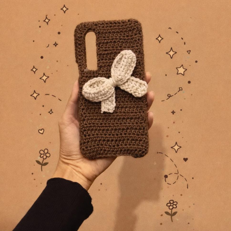Ribbon Bow Crochet Phone Case