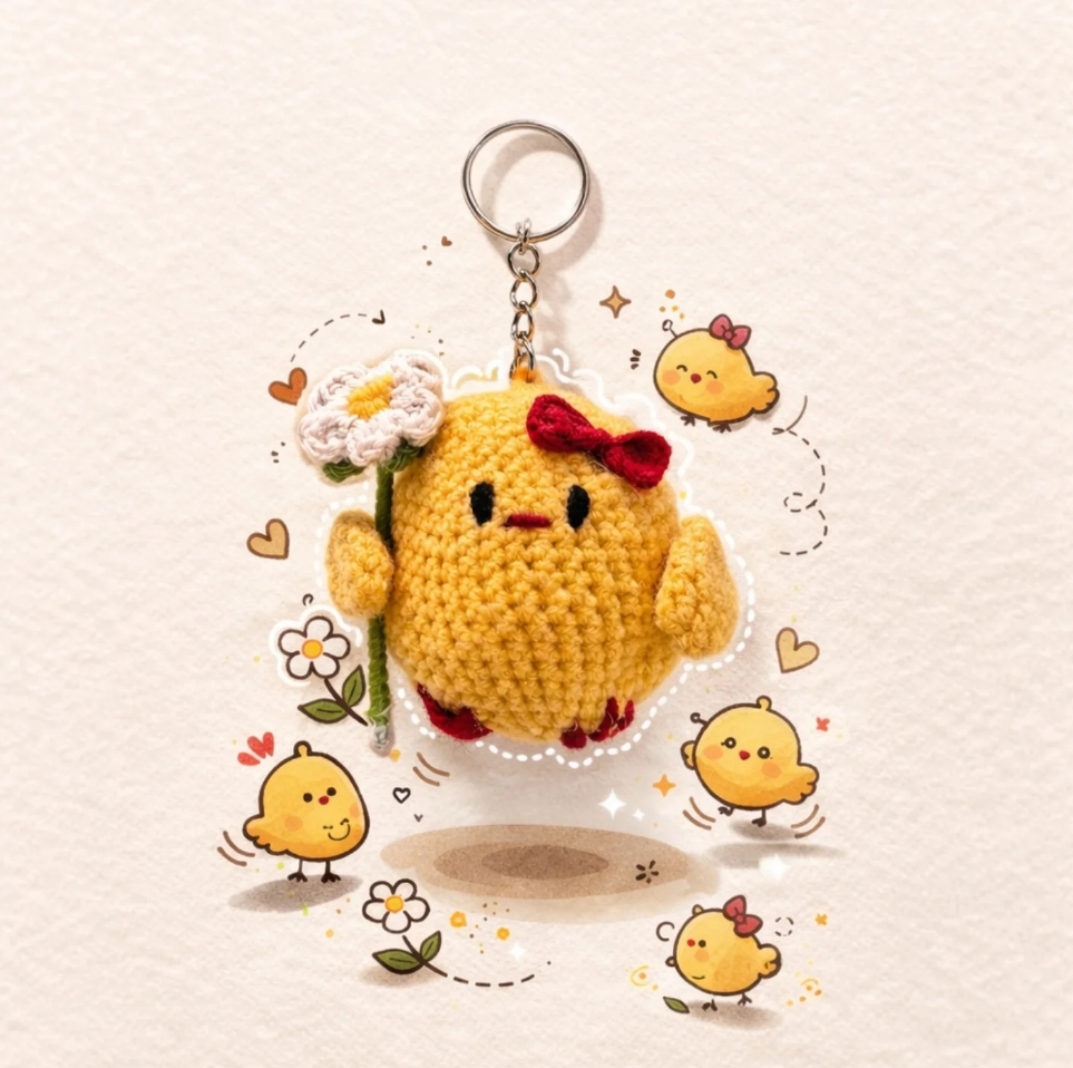 Crochet Chick Keychain