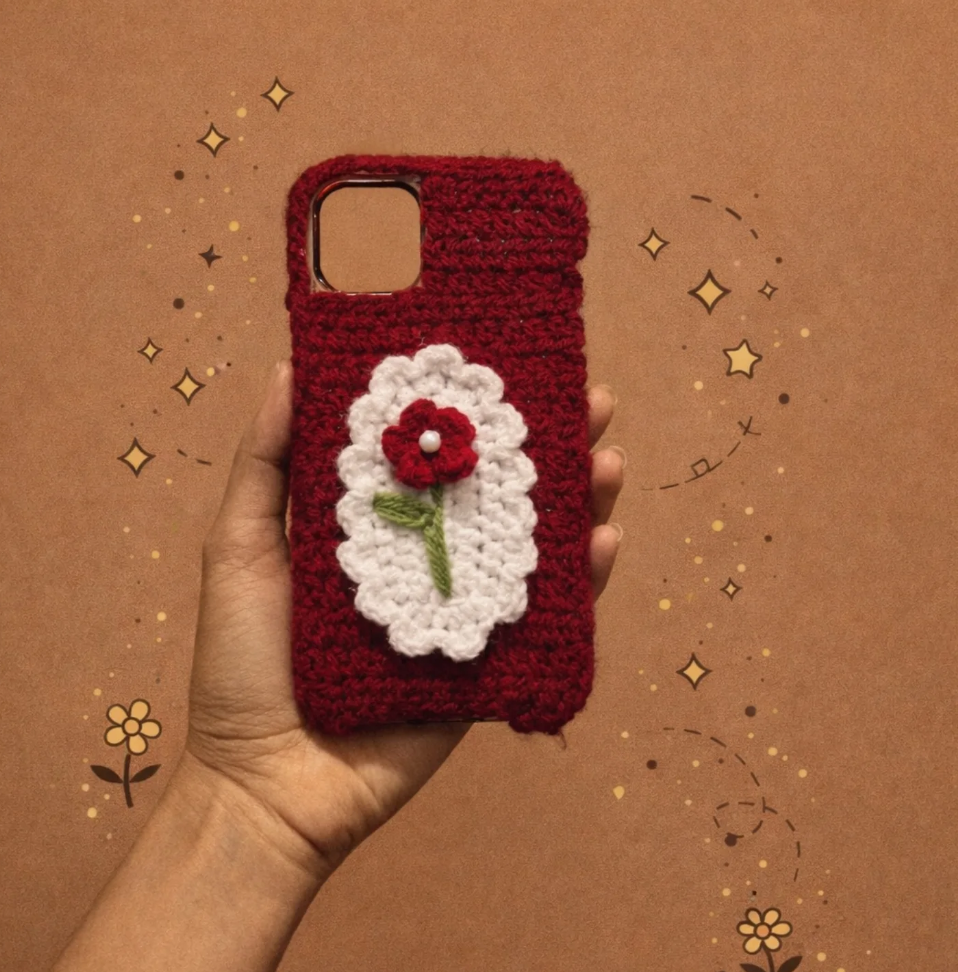 Red Rose Crochet Phone Case