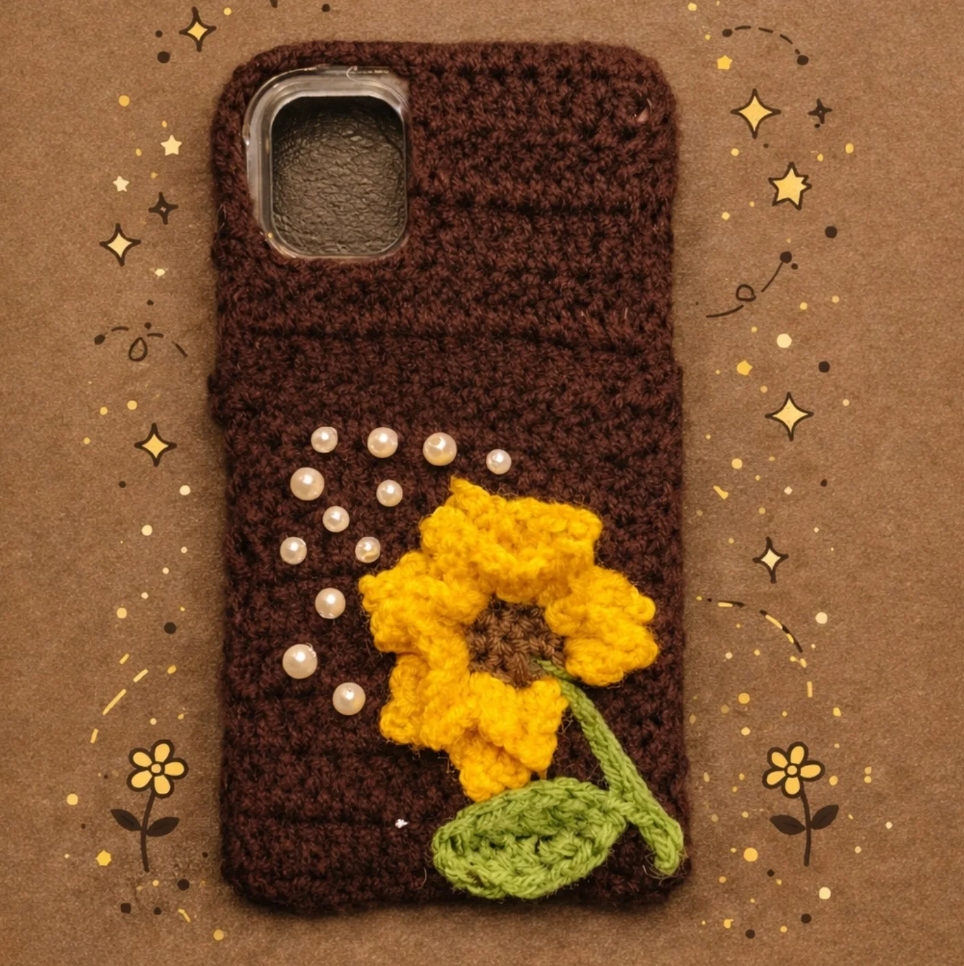 Sunflower Crochet Phone Case